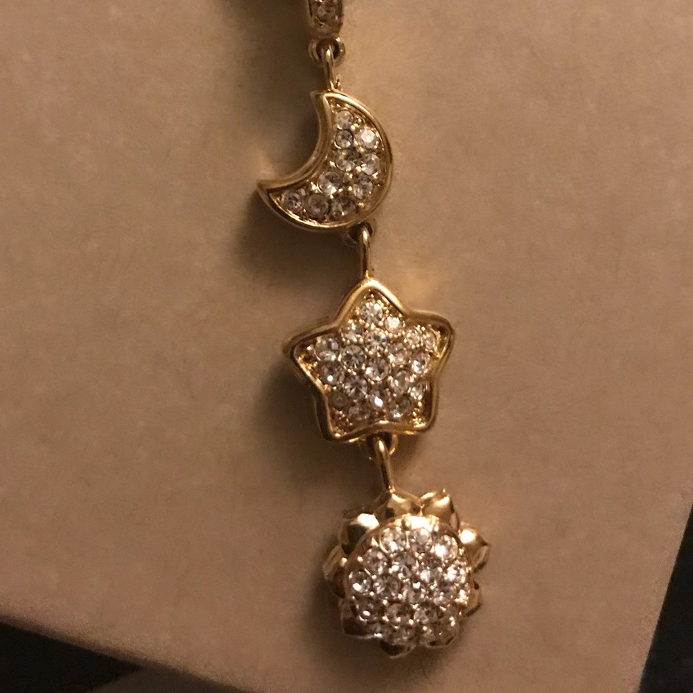 Swarovski crystal sun moon and star necklace